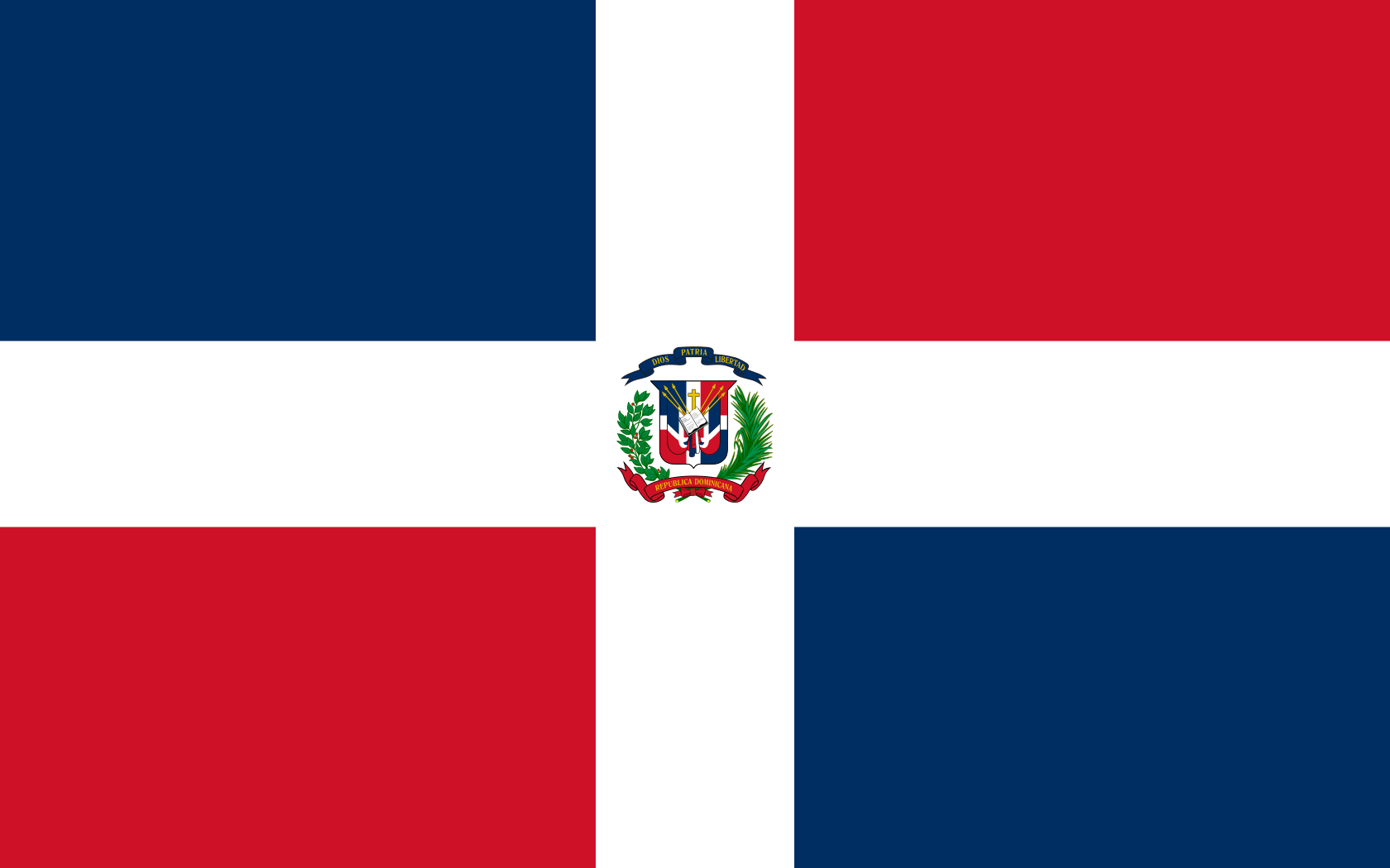 Obrázek státní vlajky státu Dominikánská republika - v rozlišení 1680x1050 - Střední Amerika Obrázek státní vlajky státu Dominikánská republika - v rozlišení 1680x1050 - Střední Amerika