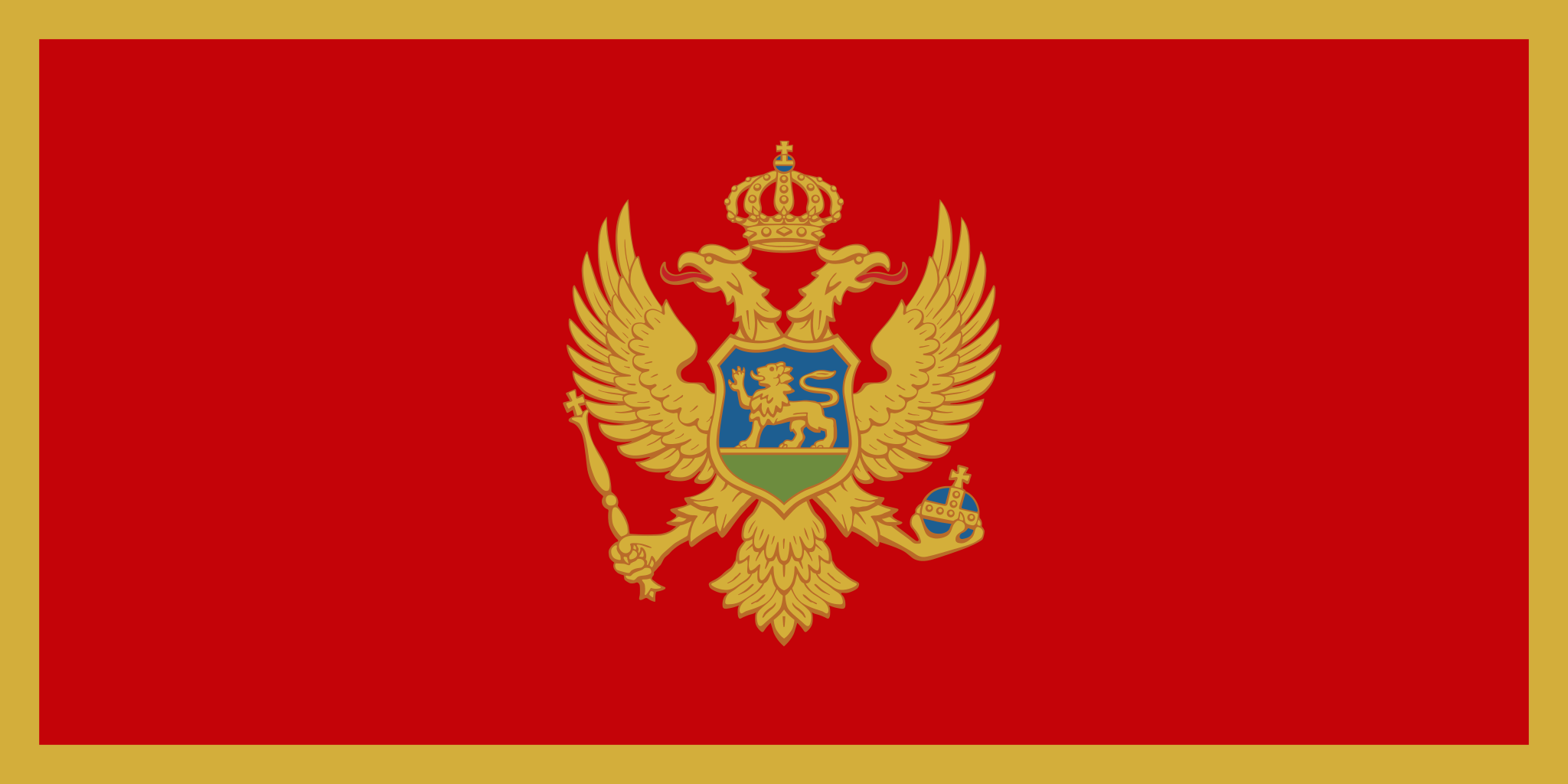 Obr�zek st�tn� vlajky st�tu �ern� Hora - v rozli�en� 2048x1024 - Evropa