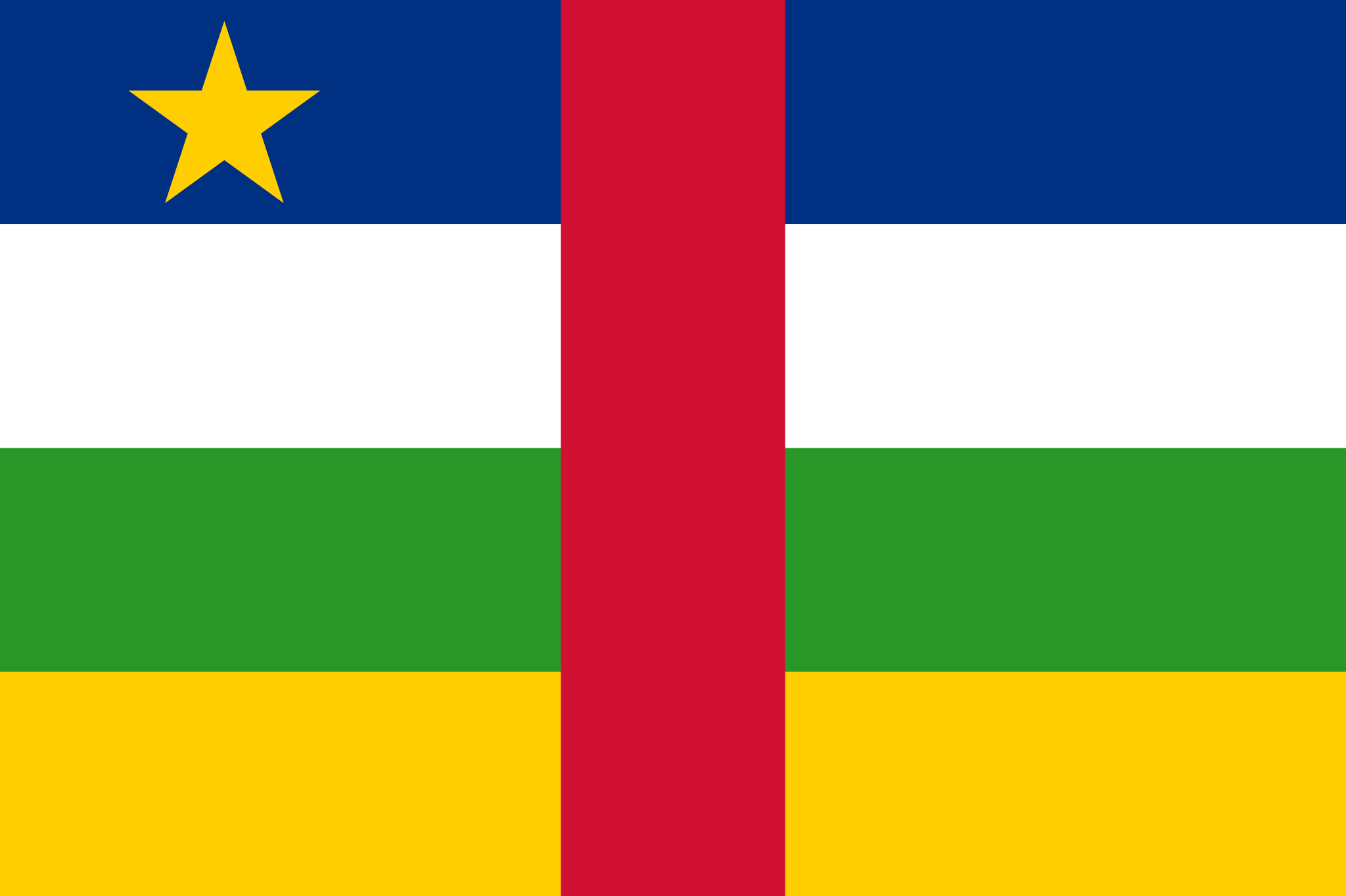 Obrázek státní vlajky státu Středoafrická republika - v rozlišení 2048x1365 - Afrika Obrázek státní vlajky státu Středoafrická republika - v rozlišení 2048x1365 - Afrika