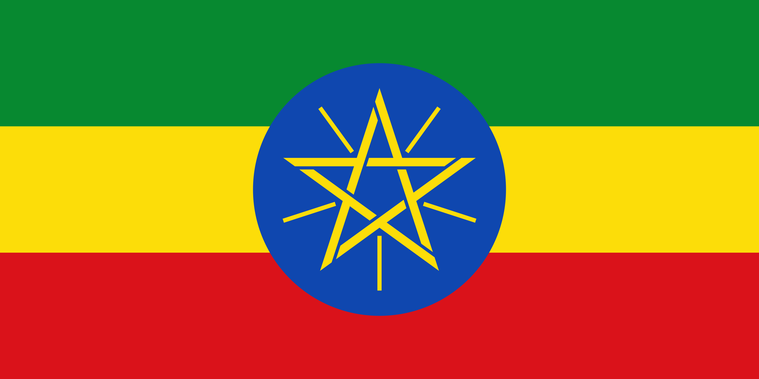 Obr�zek st�tn� vlajky st�tu Etiopie - v rozli�en� 2560x1280 - Afrika